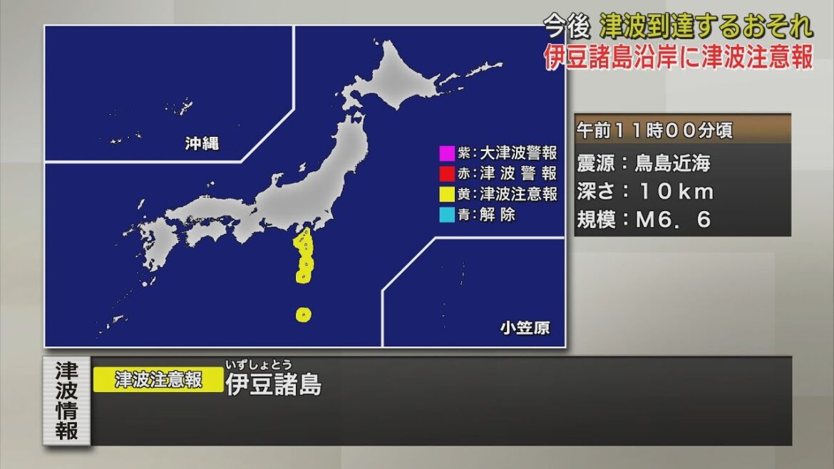 伊豆諸島に津波注意報