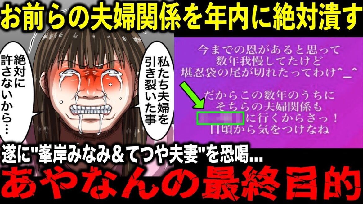【衝撃脅迫】お前らの夫婦関係を年内に潰す…あやなん遂にてつや＆峯岸みなみ夫妻に恐喝。最終目的が明らかに…【東海オンエア騒動】