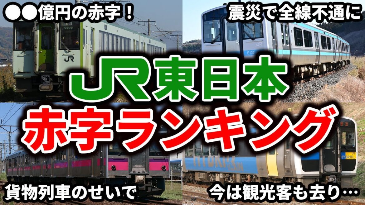 JR東日本の線区別赤字ランキングワースト15【ゆっくり解説】 JR東日本の線区別赤字ランキングワースト15【ゆっくり解説】