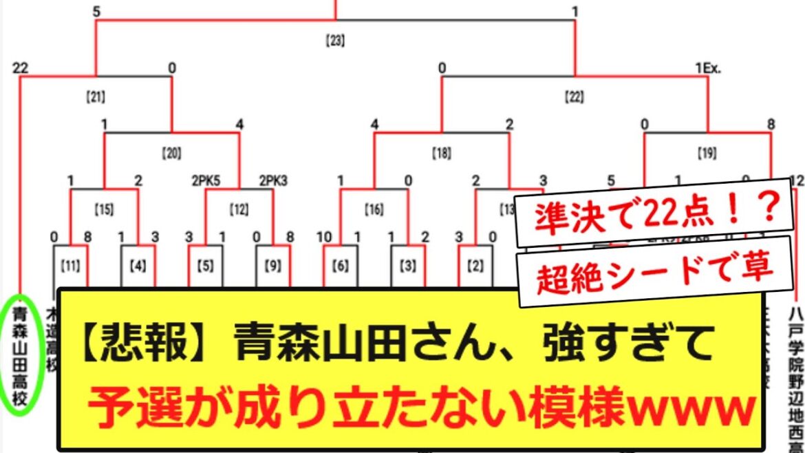 【悲報】青森山田さん、強すぎて予選が成り立たない模様www