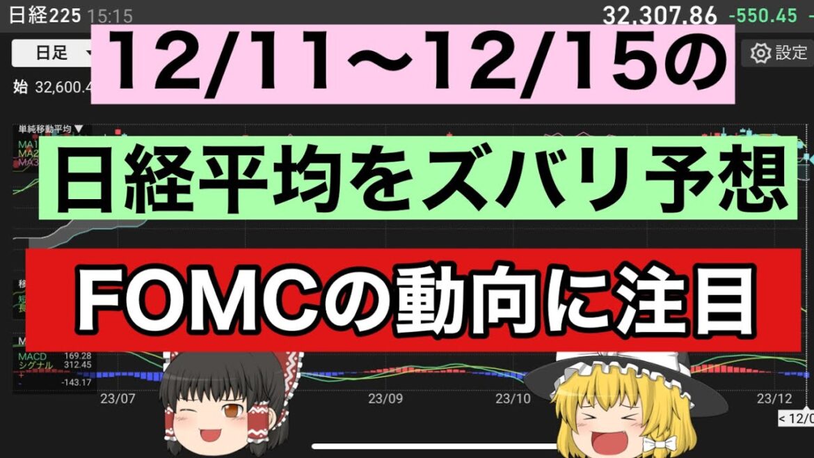 【日経平均予想】今週(12/11〜12/15)の日経平均株価をズバリ予想！今週はFOMCに注目です【ゆっくり解説】日経225先物　投資