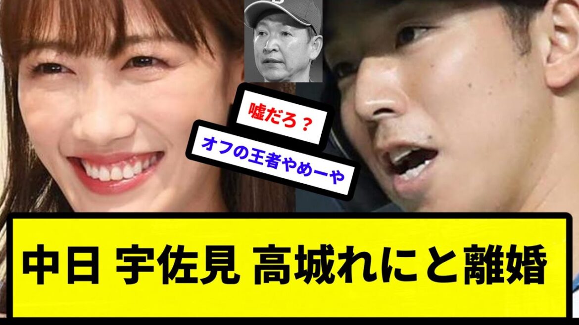 【結婚生活 逝く】中日宇佐見、高城れにと離婚【反応集】【プロ野球反応集】【2chスレ】【5chスレ】