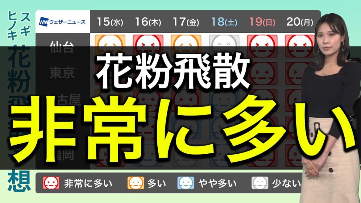 【花粉情報】"非常に多い"予想の日が続く／スギ花粉の飛散ピークは3月後半にかけて