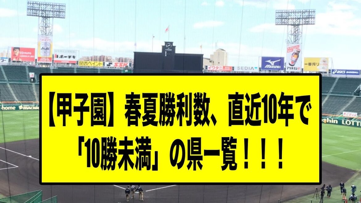 【甲子園】春夏勝利数、直近10年で「10勝未満」の県一覧！！！【高校野球】【なんJ】【なんG】【プロ野球反応集】【5ch】【2ch】