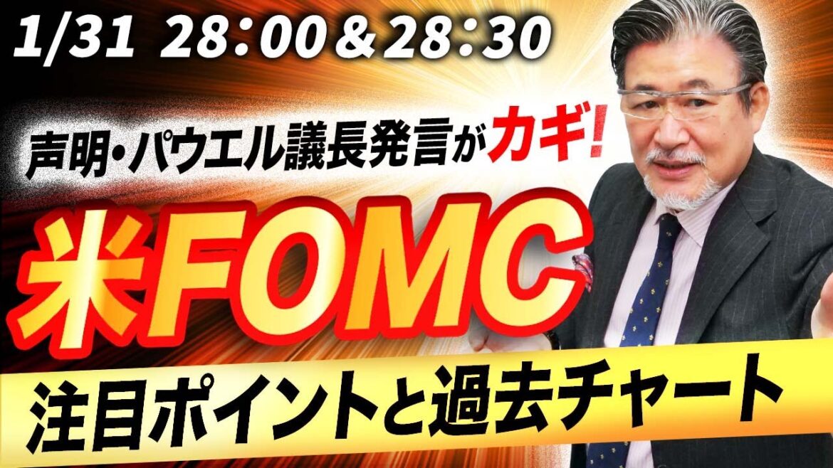 【1/31 28：00＆28：30  米FOMC、パウエル議長会見】声明、パウエル議長発言がカギ！注目ポイントと過去チャート