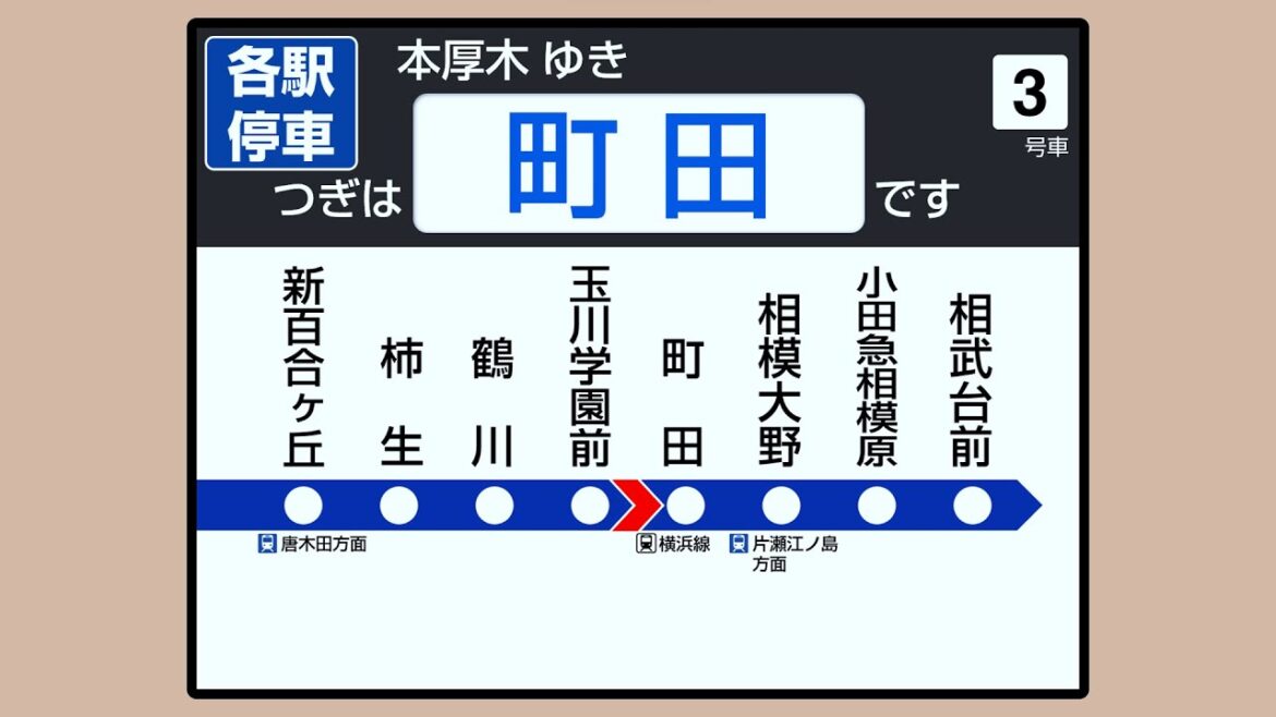 【消滅!?】小田急3000形15インチ(4:3) LCDトレインビジョン 各駅停車 本厚木行き 新宿発 全区間車内放送 小田急電鉄