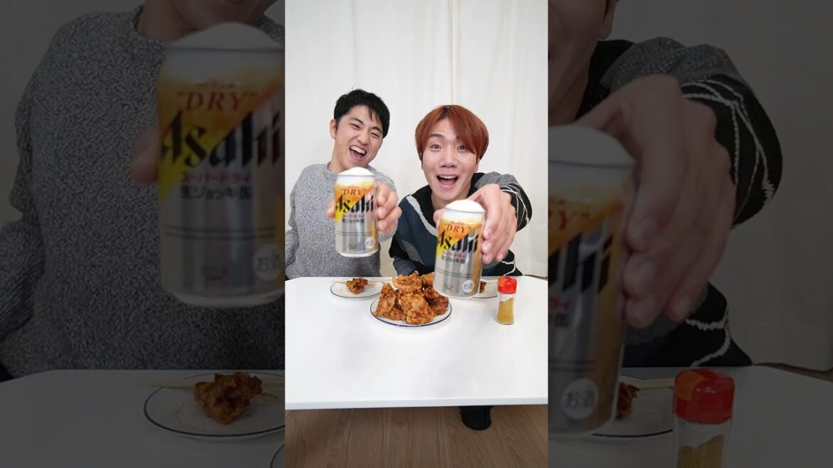右か左か？選んだ調味料でから揚げ食べたら最高に美味かった＃スーパードライ #生ジョッキ缶
