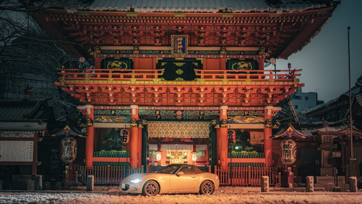 【雪の東京】深夜のドライブ /4K, 東京タワー, 首都高, ロードスター (車載動画・環境音のみ)