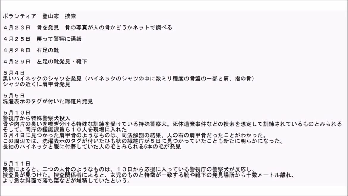 山梨県道志村女児行方不明　概要