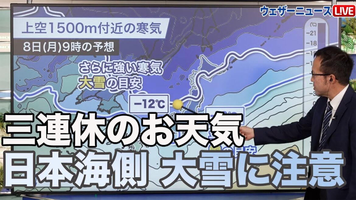 【三連休のお天気】寒気南下 日本海側は大雪に注意