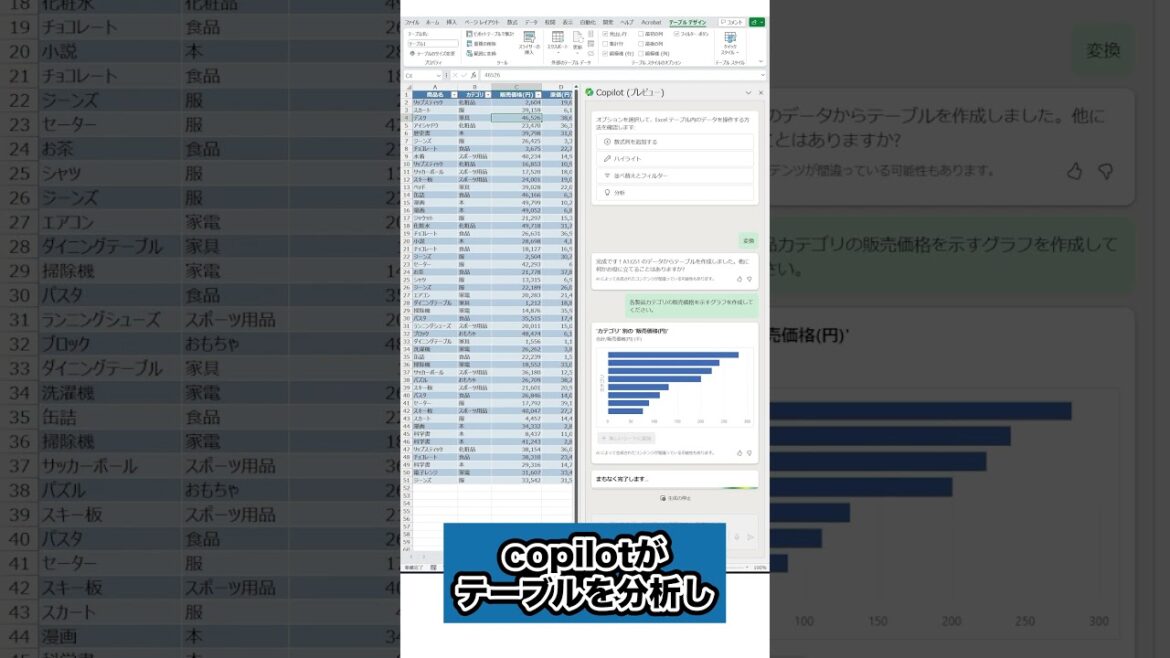 ExcelにAIマジック！日本語で話して、瞬時にグラフを作成🚀