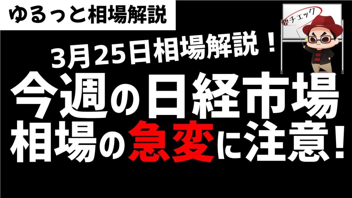 【3月25日のゆるっと相場解説】今週の日経平均株価は相場の急変に注意！月末リバランス等！ズボラ株投資