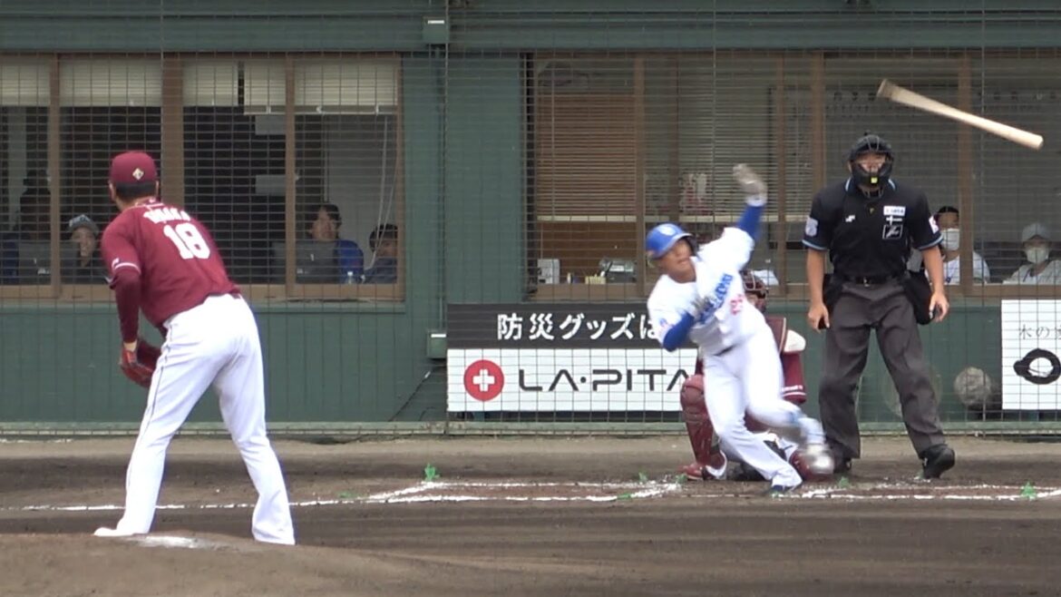 辻本のオープン戦初安打は田中将大を捉えたツーベース！美しいバット投げ！ (2024/02/24)