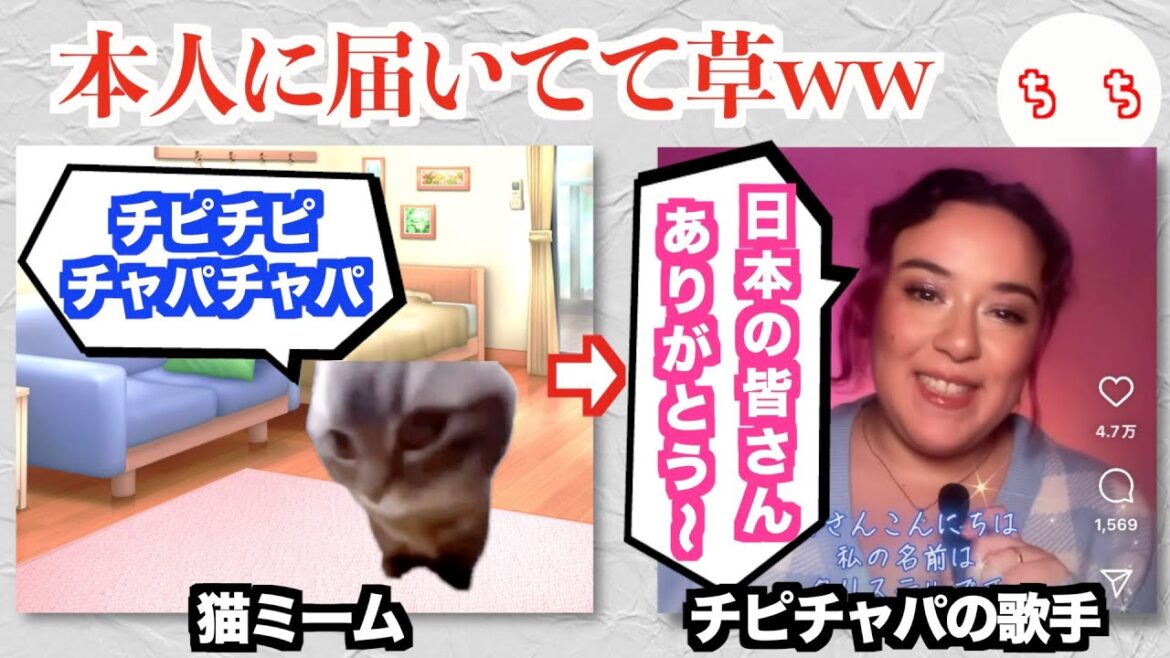 猫ミーム、流行りすぎて「チピチピチャパチャパ」の元ネタの曲のチリ人歌手が日本に向けてメッセージを出すww