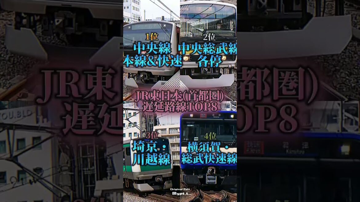 JR東日本(首都圏)遅延が多い路線TOP8 #jr東日本 #鉄道 #ランキング #遅延 #おすすめ #shorts