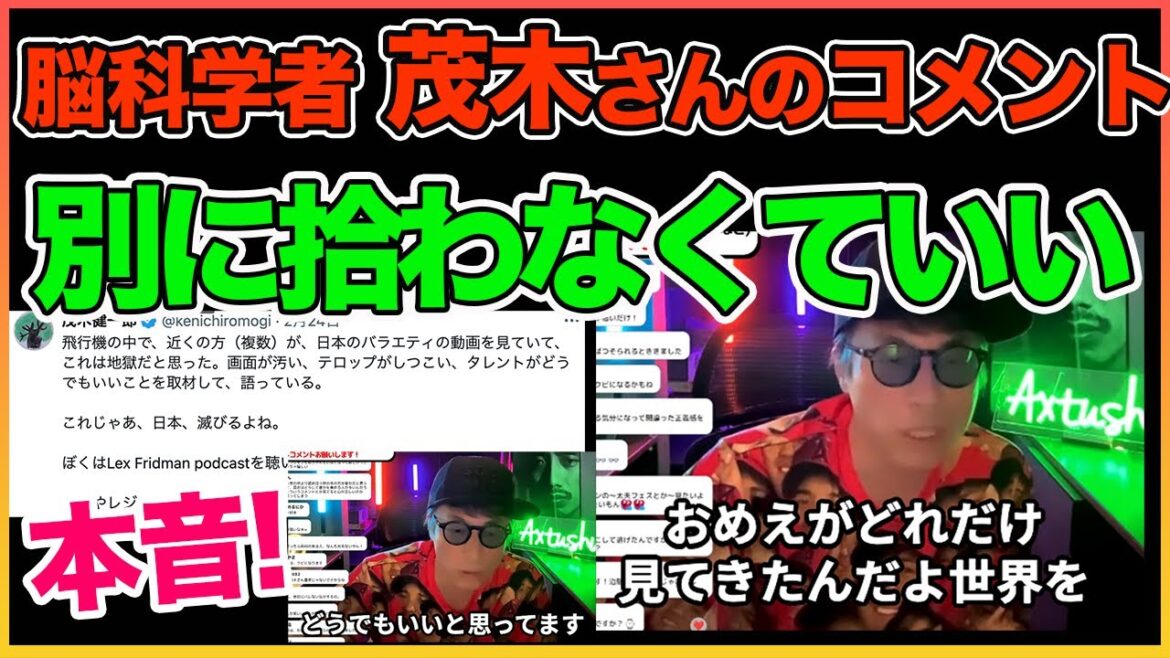茂木さんのバラエティ批判コメント。日本人の一人のおっさんのコメント。別に拾わなくていいよ！【田村淳】 【茂木健一郎】【ロンドンブーツ1号2号】【ワイドナショー】！！  〜切り抜き〜