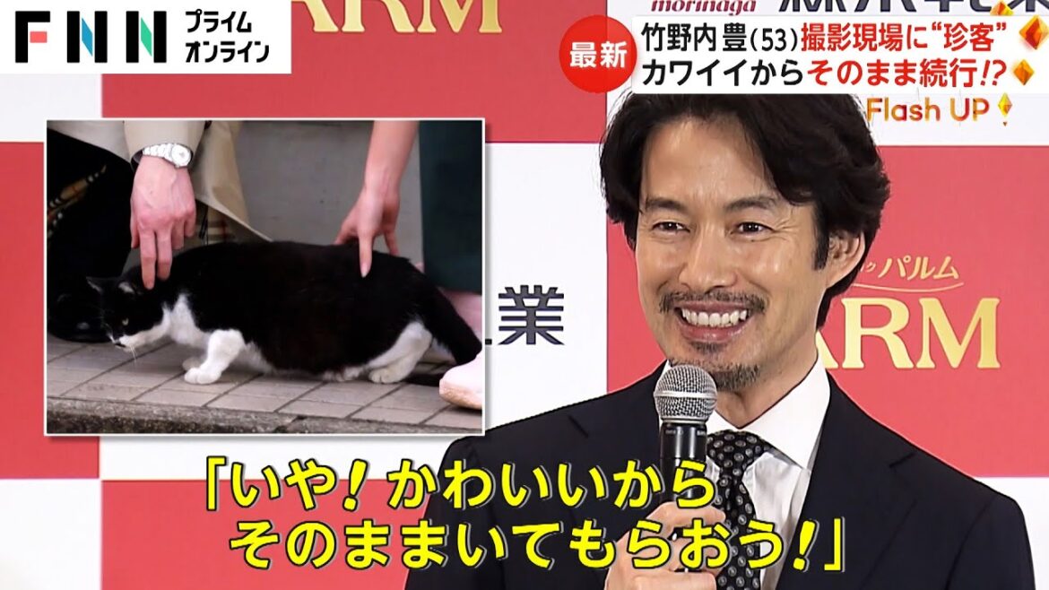 竹野内豊 撮影現場に“ネコちゃん”飛び入り参加　かわいいからそのまま続行!?