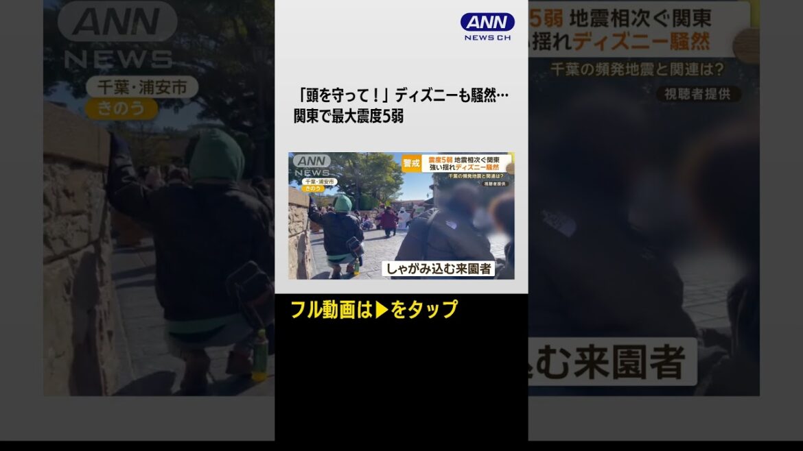 #shorts  「頭を守って！」ディズニーも騒然…関東で最大震度5弱　千葉で連続の地震と関連は？