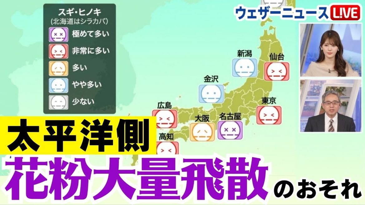 【花粉情報】太平洋側は花粉大量飛散のおそれ 万全の花粉症対策を