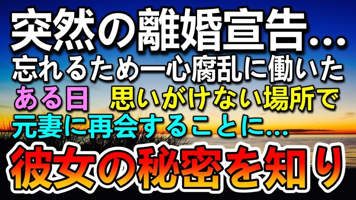 【感動する話】突然妻から衝撃の離婚宣言…その後妻を忘れるため一心腐乱に働いていた…ある日思いがけない場所で元妻と再開。彼女の話を聞いて驚愕し言葉を失くした…【泣ける話】【いい話】