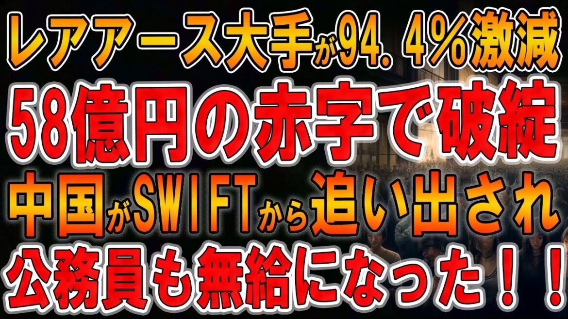 【中国は崖っぷち!】レアアース大手が94 4%激減!58億円の赤字!中国がSWIFTから追い出され!公務員の無給になった!! 【中国は崖っぷち!】レアアース大手が94 4%激減!58億円の赤字!中国がSWIFTから追い出され!公務員の無給になった!!
