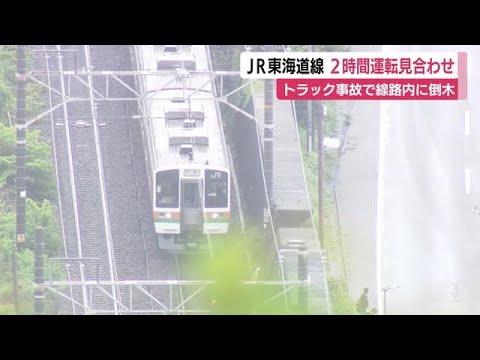 トラックが衝突か…倒木が線路に入り東海道線 2時間運転見合わせ 通勤や通学にも影響 静岡 トラックが衝突か…倒木が線路に入り東海道線 2時間運転見合わせ 通勤や通学にも影響 静岡