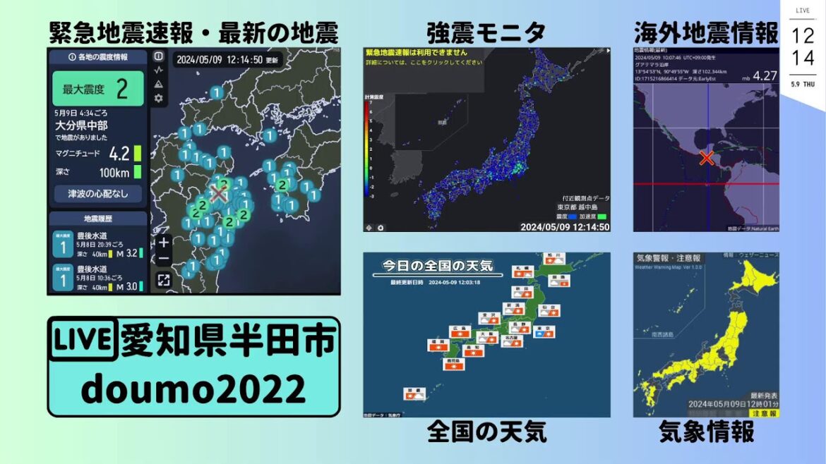 リアルタイム地震&気象監視ライブ / Real-time earthquake & weather monitoring live リアルタイム地震&気象監視ライブ / Real-time earthquake & weather monitoring live