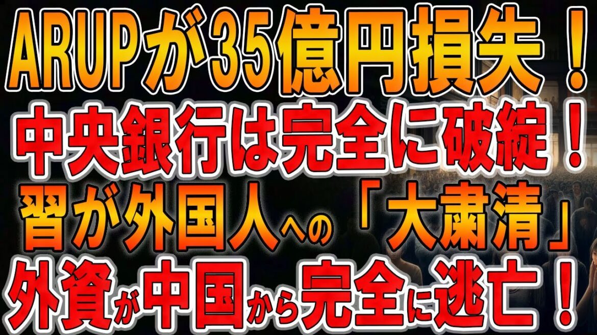 【中国は崖っぷち！】ARUPが35億円損失!! 中央銀行は完全に破綻！習が外国人への「大粛清」開始!外資が完全に逃亡！