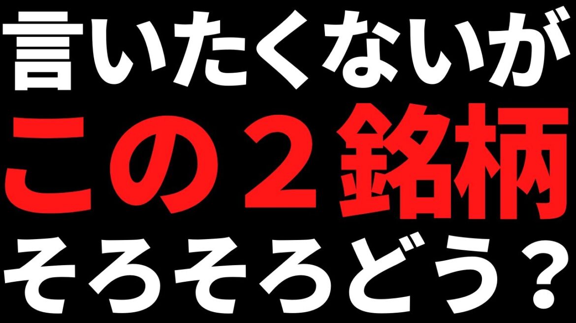 【本当は言いたくない】株価下落でそろそろ買いを考えるこの２銘柄