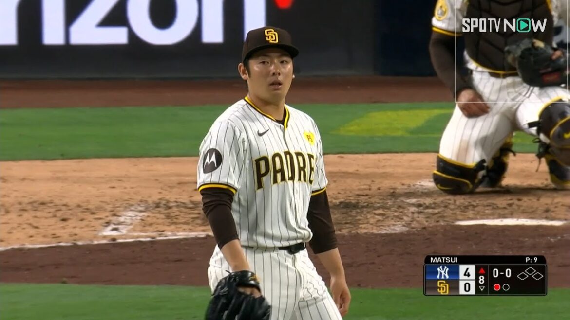 【パドレス・松井裕樹 8回は三者凡退！】ジャッジとスタントンから三振を奪い5試合連続無失点に抑える！