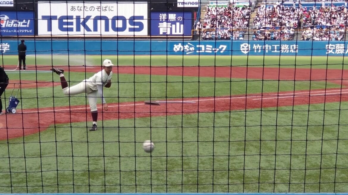 早稲田大学・伊藤樹 試合直前のキャッチボール 2024 06 01 (仙台育英)