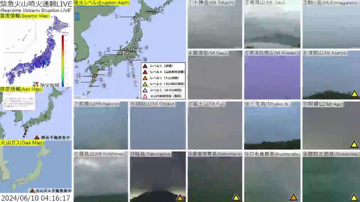 🔴緊急火山噴火速報ライブ The Real-time Volcano Eruption Alert in Japan