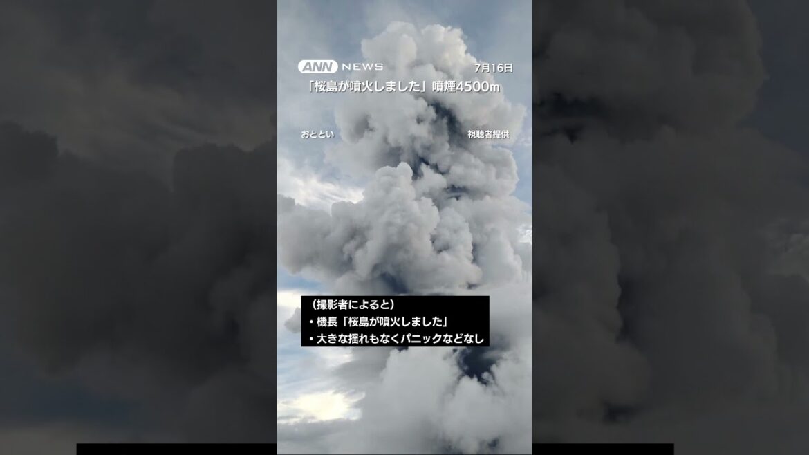「桜島が噴火」突然の機内アナウンス…噴煙4500mまで立ち上り無心で撮った写真