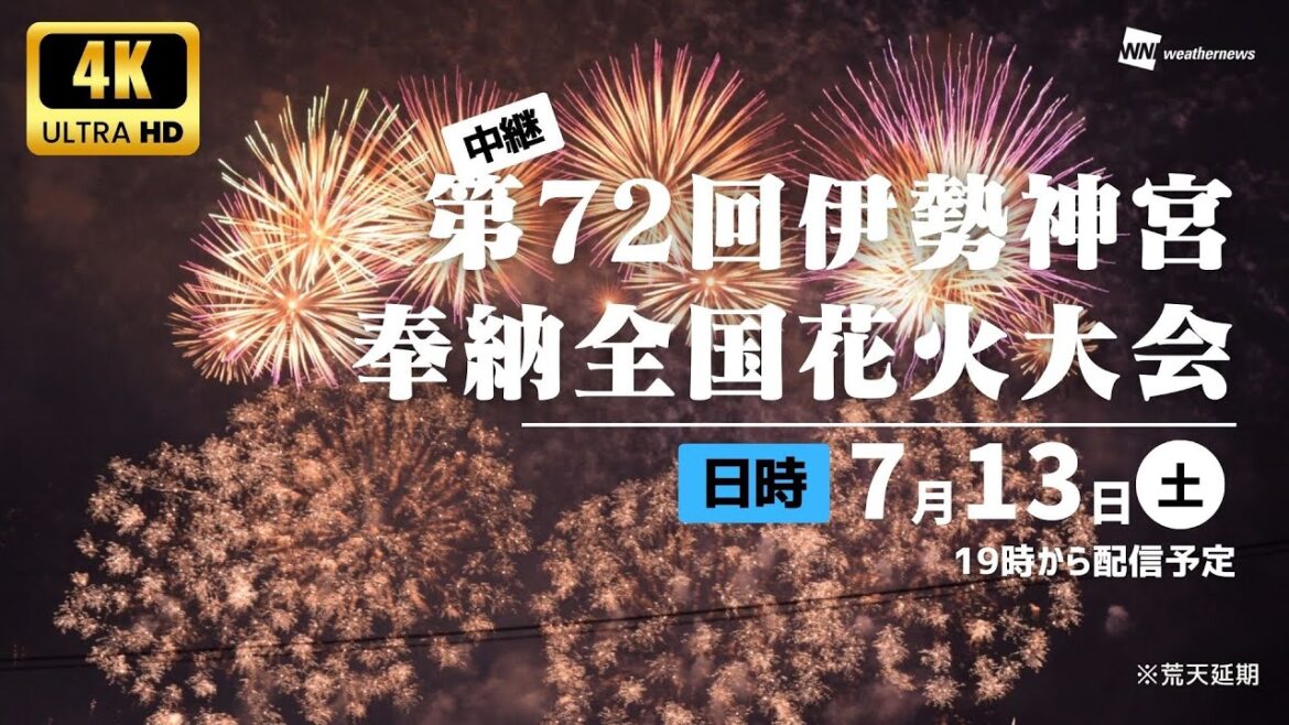 【"4K"花火LIVE】第72回伊勢神宮奉納全国花火大会／2024年7月13日(土)19:00〜 #花火 #伊勢神宮