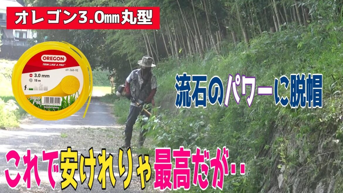 オレゴン3.0㎜で竹林前を草刈りです。爆上り中のoregon丸ですがSRE2720の25.4ccで刈りこみます。オレゴン丸の粉砕力を痛感です。