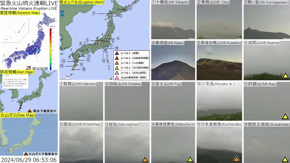 🔴緊急火山噴火速報ライブ The Real-time Volcano Eruption Alert in Japan