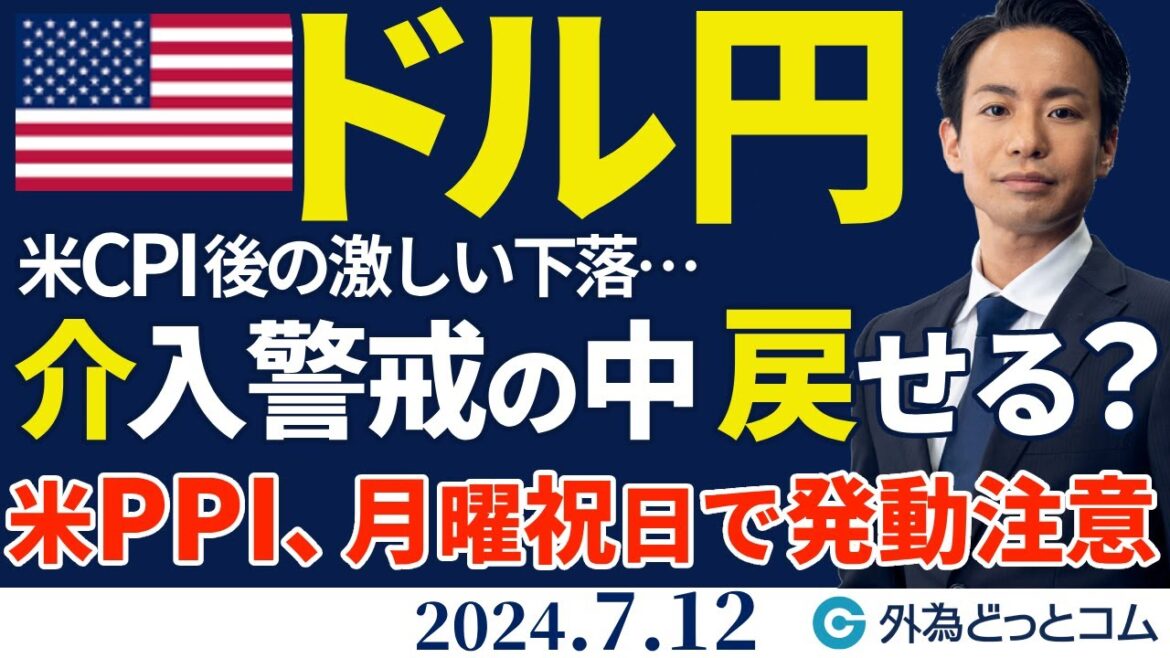 ドル円、米CPI後の急落…介入警戒の中、160円台に戻せる?米PPI、月曜祝日での介入発動に注意(今日から来週のFX予想)2024/7/12 ドル円、米CPI後の急落…介入警戒の中、160円台に戻せる?米PPI、月曜祝日での介入発動に注意(今日から来週のFX予想)2024/7/12