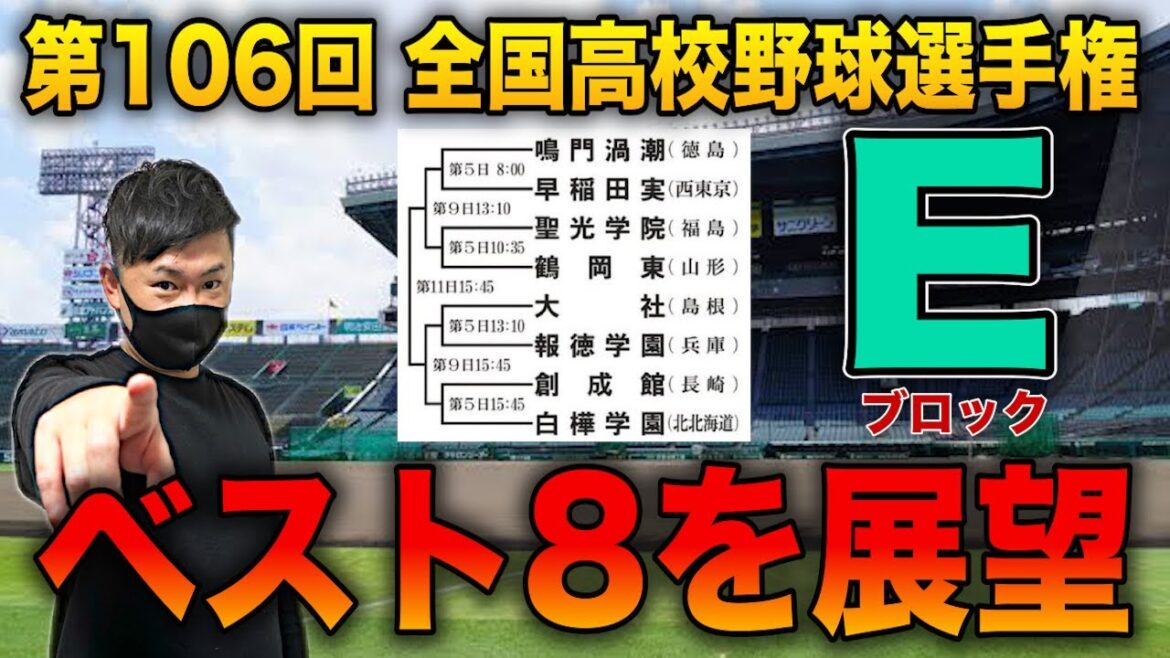 【高校野球】投か打か!? 鳴門渦潮、早稲田実業、聖光学院、鶴岡東、大社、報徳学園、創成館、白樺学園が入るEブロックの勝ち上がりを展望!!  # 535