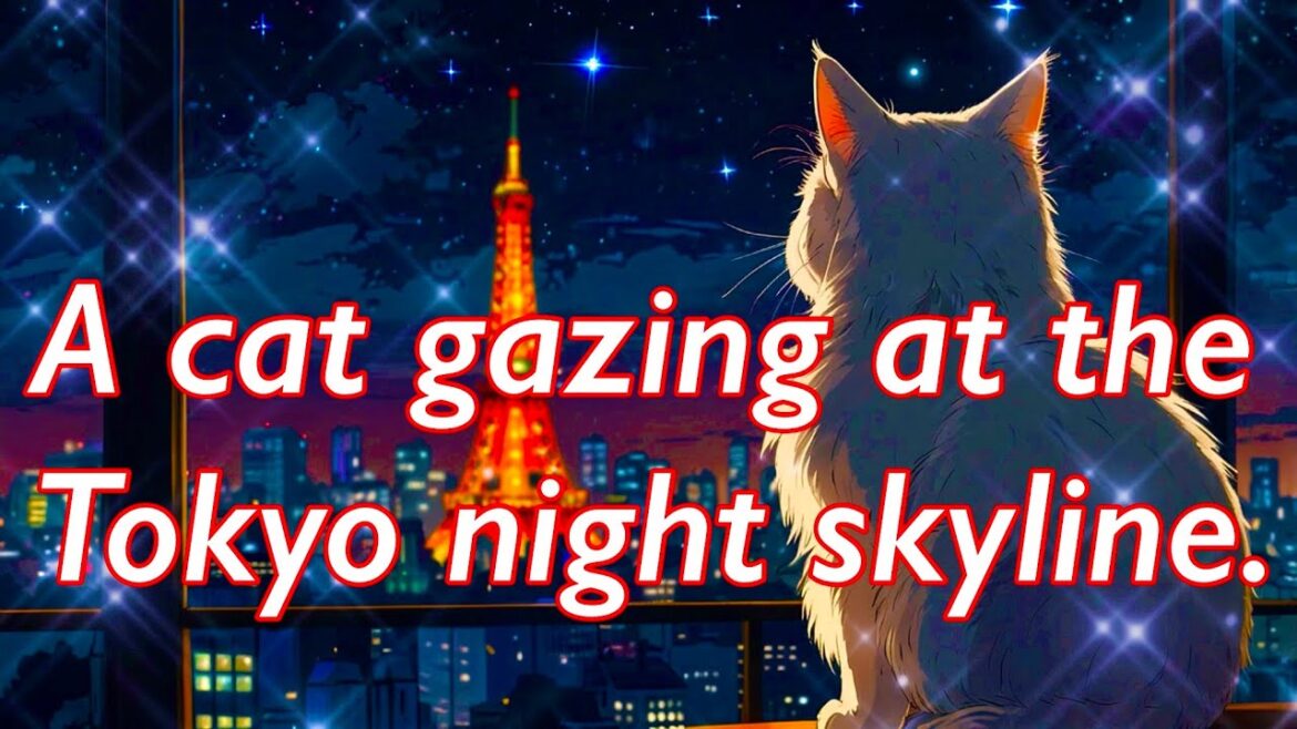 【Lo-Fi】A cat gazing at the Tokyo night skyline