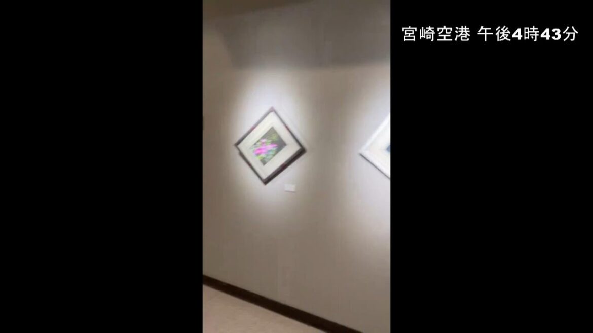 【地震発生直後】壁にかけられている絵は傾き…天井からは水漏れ　宮崎空港の様子　宮崎県で最大震度６弱（2024年8月8日）