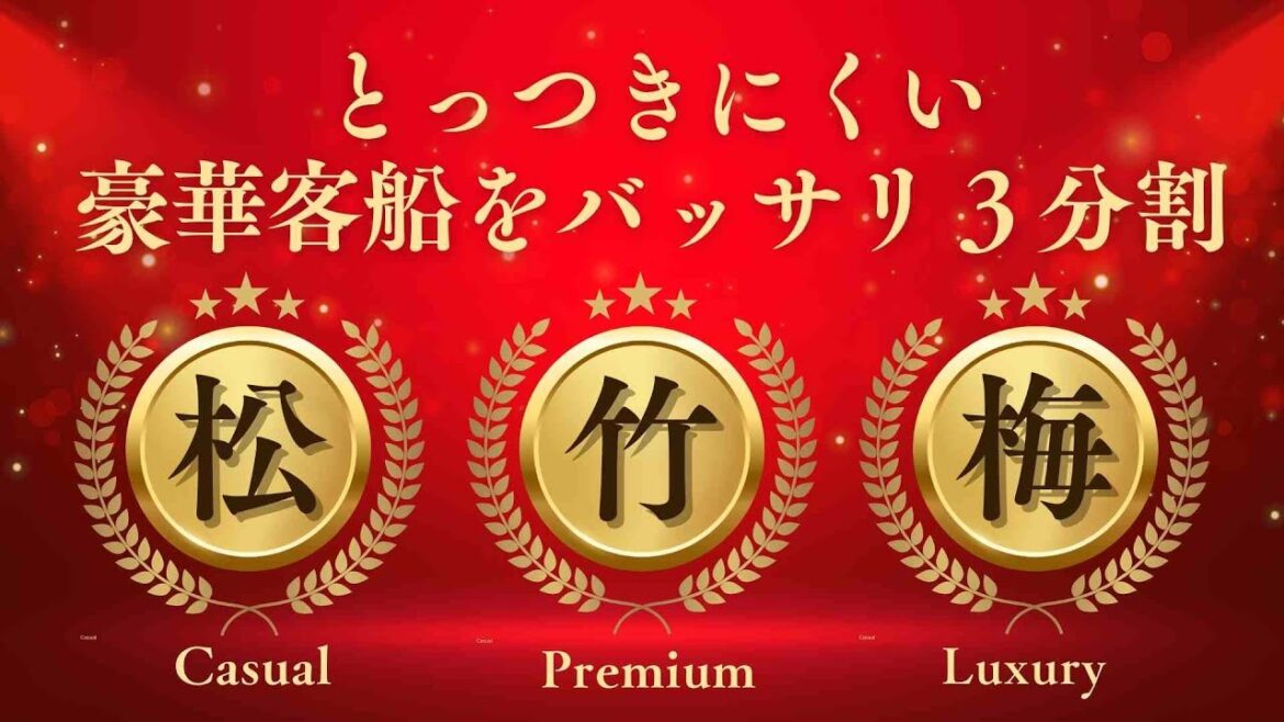 【とっつきにくい豪華客船をバッサリ３分割！】旅の目的やご予算で自由に選べる！ 自分に合った船を見つけよう！ キーワードは『松竹梅』！