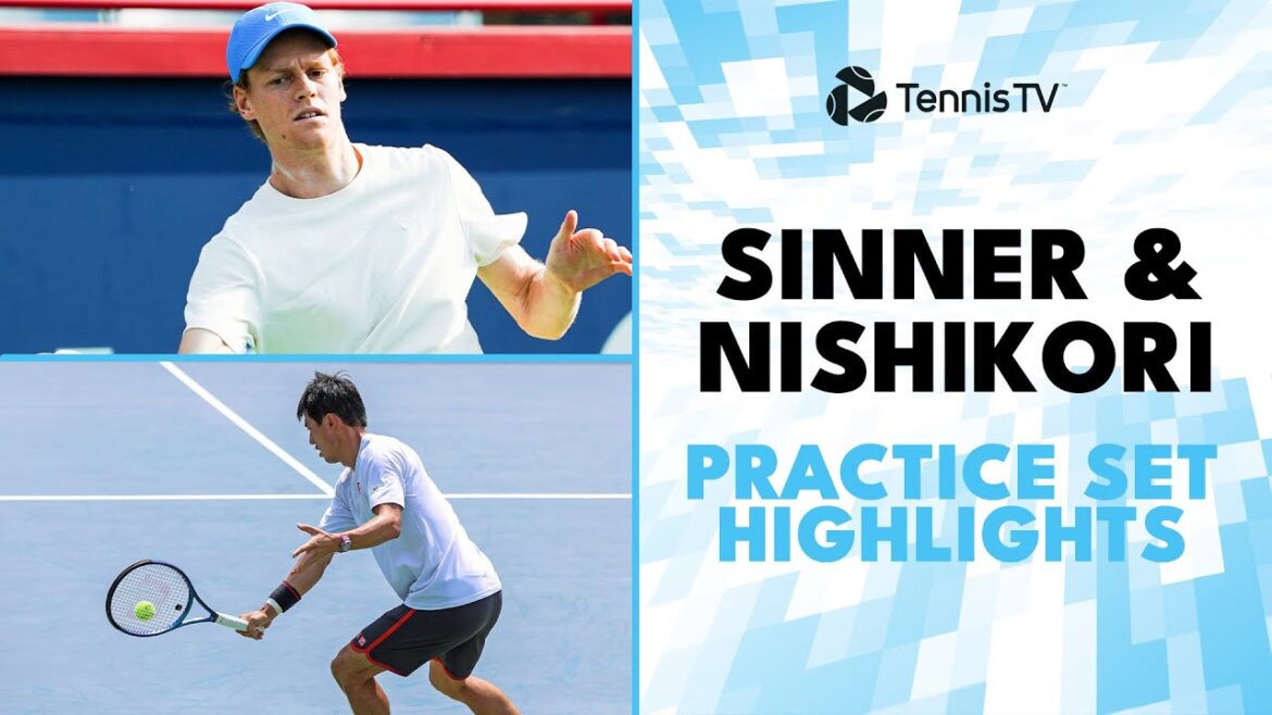 Jannik Sinner & Kei Nishikori Practice Set Highlights | Montreal 2024