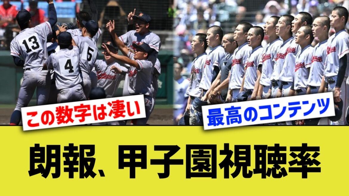 【高校野球】甲子園決勝の視聴率、高すぎるwww
