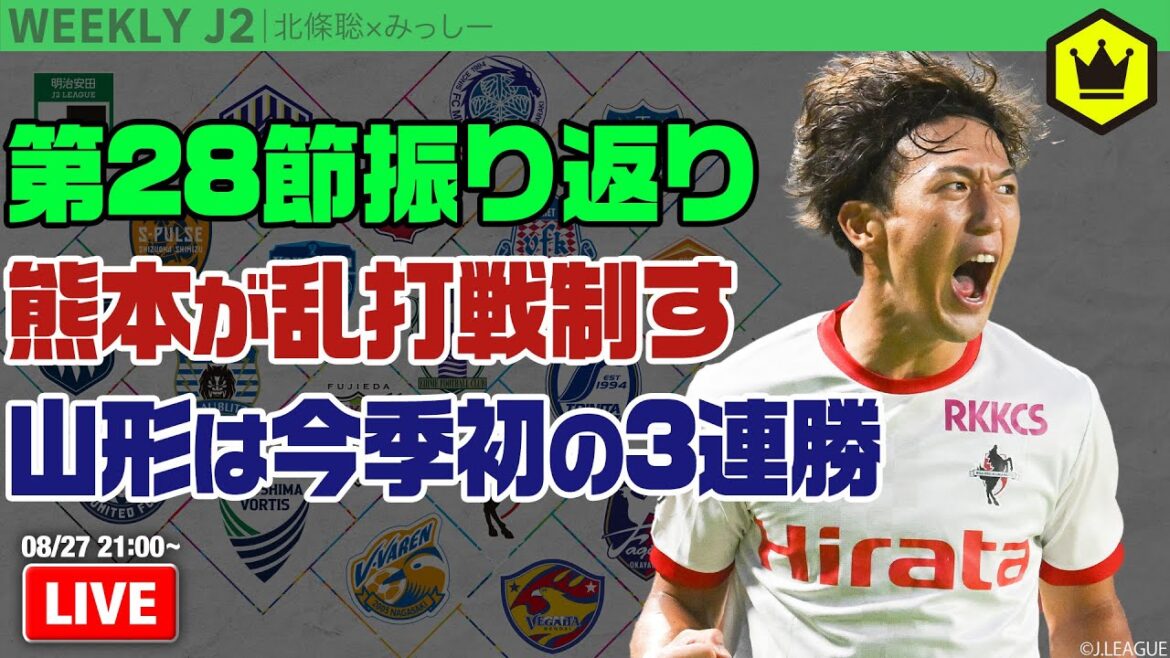 乱打戦制した熊本が敵地で勝ち点3！ 第28節振り返り｜#週刊J2 2024.08.27