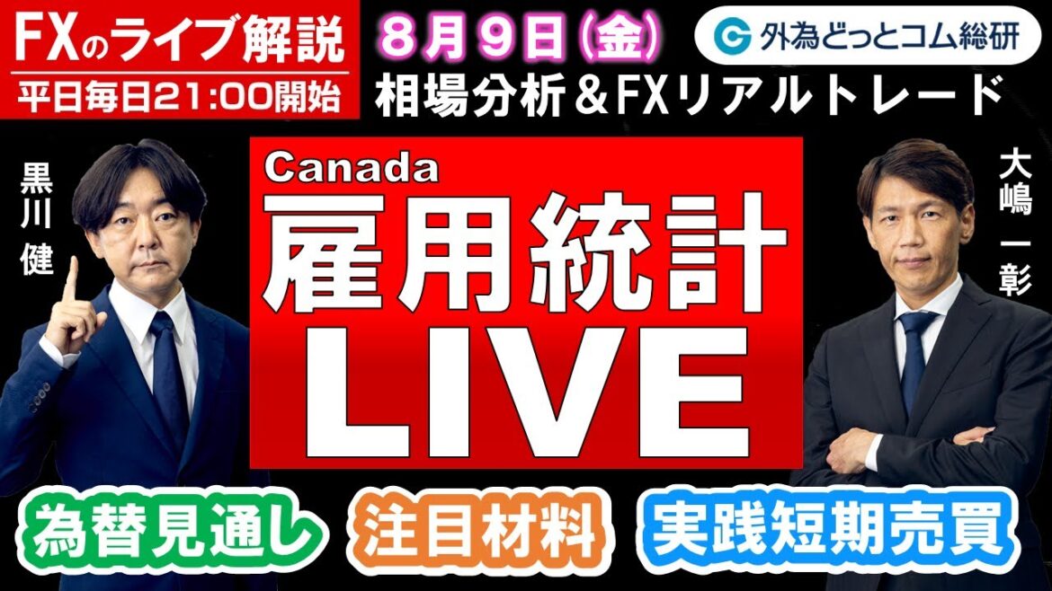 FXのライブ解説【実践リアルトレード】ドル/円、豪ドル/円、ユーロ/円、ポンド/円 徹底解説、注目材料（2024年8月9日)
