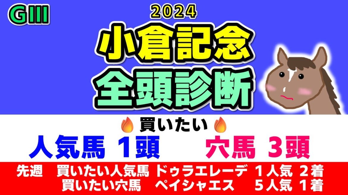 【小倉記念 2024 全頭診断】買いたい人気馬１頭と買いたい穴馬３頭を紹介！