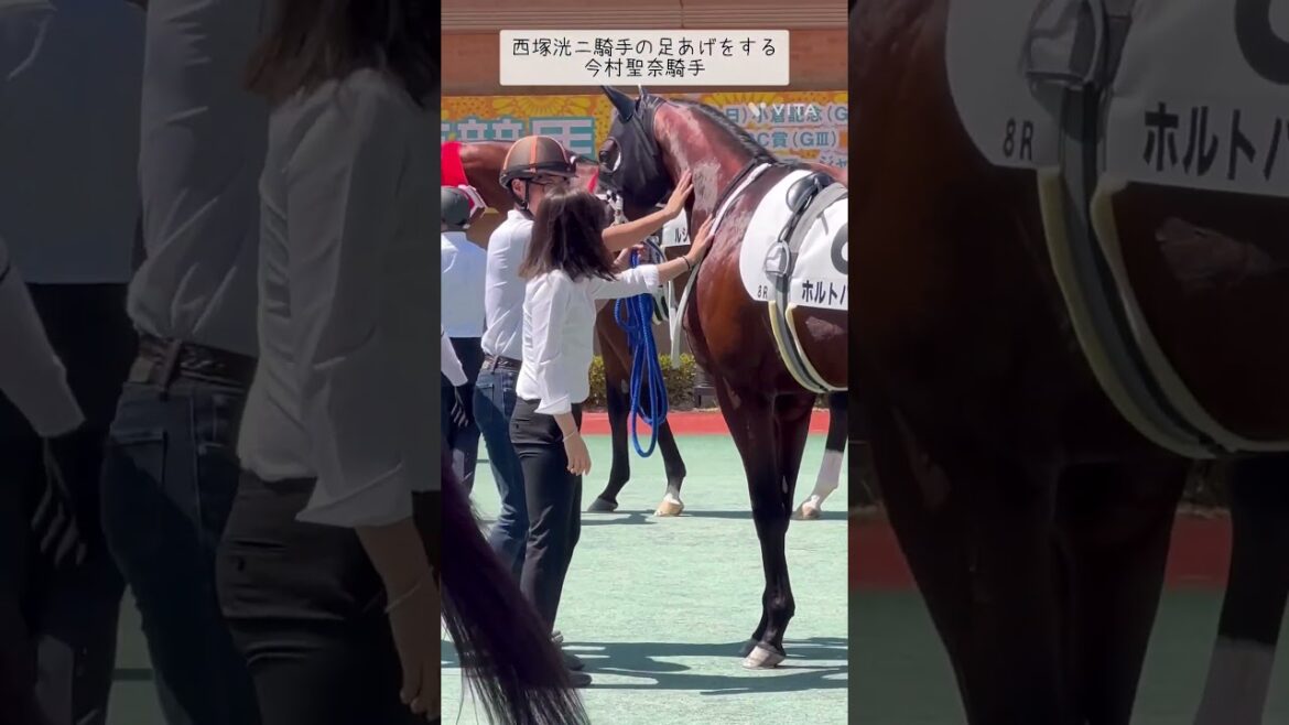 怪我で休養中の今村聖奈騎手、西塚洸ニ騎手の足あげ⭐️#shorts