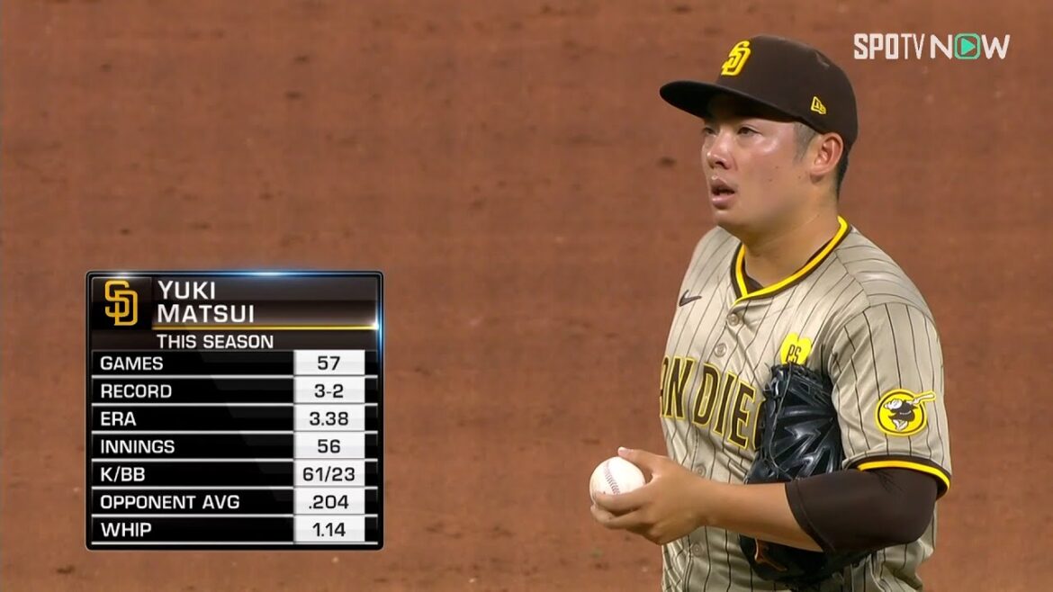 【パドレス・松井裕樹 今季4勝目！】リリーフ登板し出塁を許すも最後は空振り三振！直後の7回に味方が逆転に成功し約3カ月ぶりの白星
