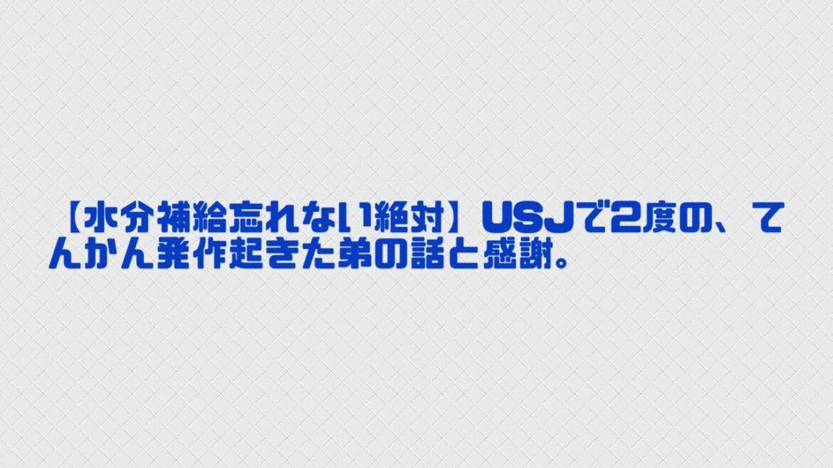 【水分補給忘れない絶対】USJで2度の、てんかん発作起きた弟の話と感謝。