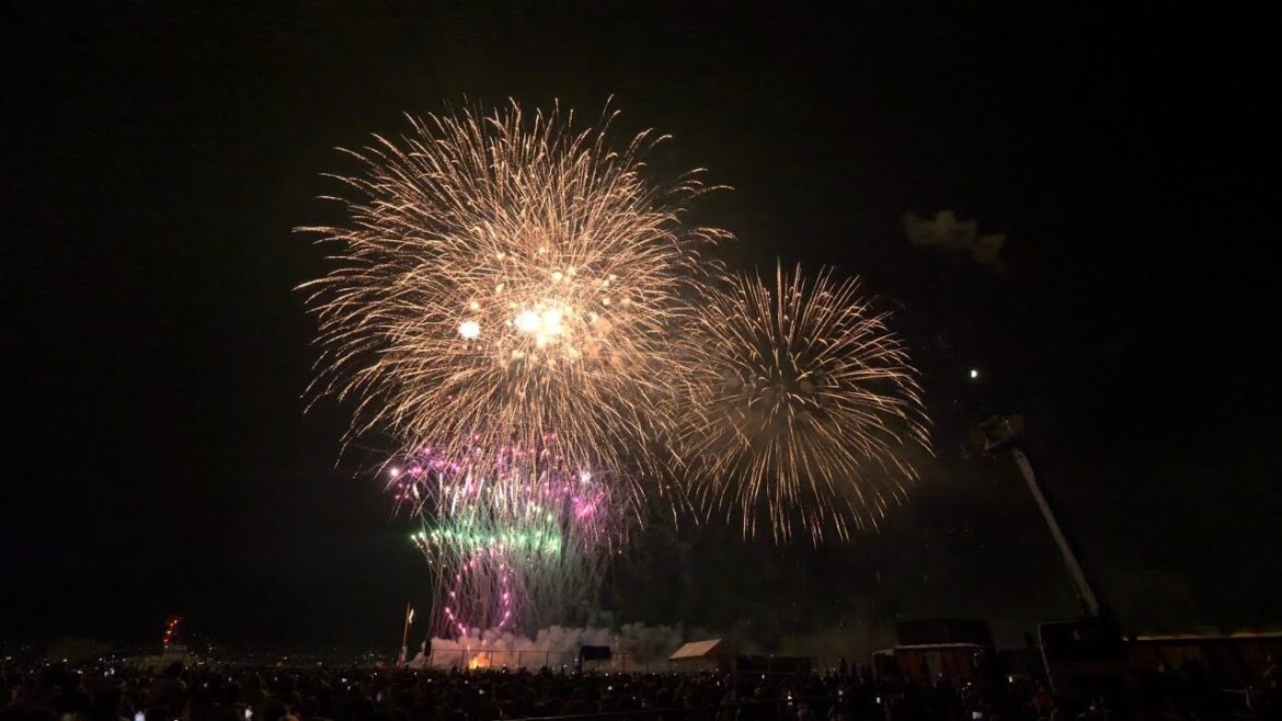 【4KHDR】関門海峡花火大会　2024　下関側　尺玉40連発含む怒涛の後半